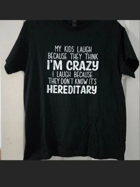 Gildan Black Unisex Tee with White 'I'm Crazy' Slogan